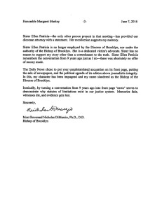 Bishop DiMarzio letter to Margaret Markey second page