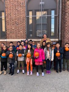 A class with pumpkins