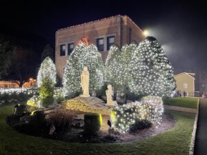 St. Patrick's Rectory Lawn Decorated for Christmas