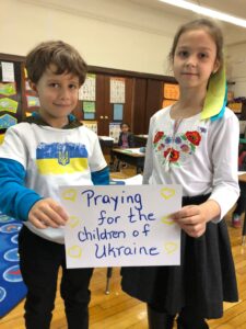 St. Mark's Catholic Academy students participating in a dress-down fundraiser to benefit the children of the Ukraine.