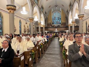The church was full to celebrate Mass for the Feast of Our Lady of Mount Carmel led by Cardinal-designate Christophe Pierre.