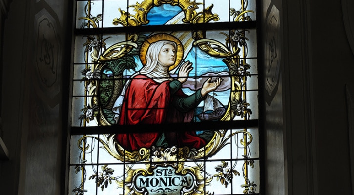 stained glass window of saint monica