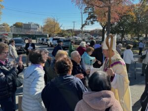 BishopBrennanGreetingFaithfulatMtStMaryCemetery