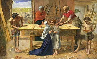 330px John Everett Millais Christ in the House of His Parents (`The Carpenter's Shop') Google Art Project